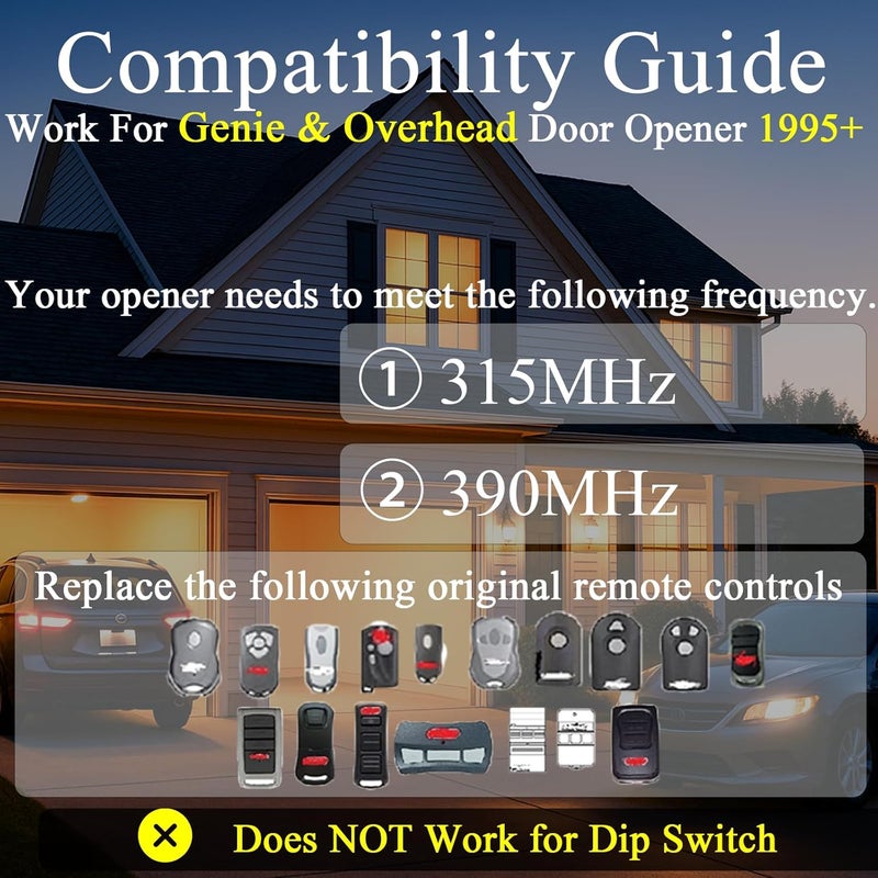 LongCtrl 3 Replacement for Genie & Overhead Door Garage Door Opener Remote G3T-R G3T-BX G3T-A,only Compatible with All Intellicode Genie Overhead Garage Openers from 1995 - Image 3